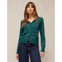 White Stuff Lois Pure Cotton Sparkly Cardigan Teal