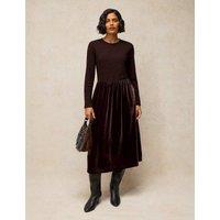White Stuff Velvet Fit And Flare Dress Brown