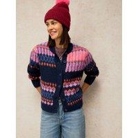 White Stuff Kelly Fluffy Cardigan with Wool Navy Mix
