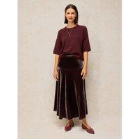 White Stuff Gianna Velvet Midi A Line Skirt Brown