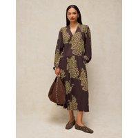 White Stuff Leah Jersey Notch Neck Knee Length Tea Dress Brown