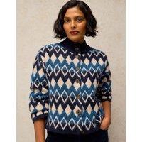 White Stuff Margot Fair Isle Collared Cardigan Navy Mix