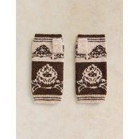 White Stuff Cow Print Jacquard Fingerless Gloves Natural Mix
