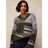 White Stuff Kelly Fluffy Jumper with Wool Green Mix