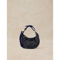 White Stuff Tia Pure Cotton Fringed Shoulder Bag Mid Blue