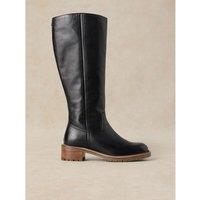 White Stuff Serena Leather Knee High Boots Black
