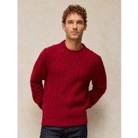 White Stuff Berkley Wool Rich Cable Crew Neck Jumper Red Mix