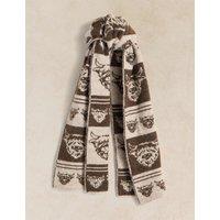 White Stuff Cow Print Jacquard Scarf Natural Mix