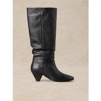 White Stuff Chrissie Leather Slouch Knee High Boots Black