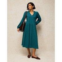 White Stuff Cotton Rich Notch Neck Midi Dress Teal Mix