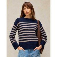 White Stuff Taylor Merino Wool Blend Jumper with Cashmere Navy Mix