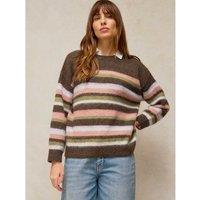 White Stuff Blurred Stripe Jumper Brown Mix