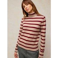 White Stuff Katie Cotton Rich Patterned Roll Neck Jumper Natural Mix