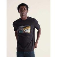 Seasalt Cornwall Pure Cotton Print Crew Neck Short Sleeve T-Shirt Black Mix
