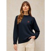 White Stuff Cleo Cotton Rich Longline Sweatshirt Navy