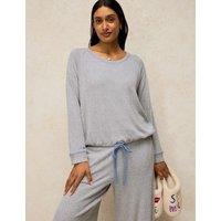 White Stuff Cosy Ribbed Pyjama Top Grey
