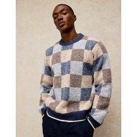 White Stuff Barnes Checked Crew Neck Jumper Natural Mix