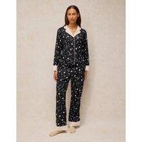 White Stuff Cotton Rich Printed Pyjama Bottoms Black Mix