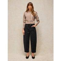 White Stuff Aubrey Cotton Rich Cord Barrel Leg Ankle Grazer Trousers Charcoal