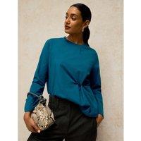 White Stuff Grace Pure Cotton Twist T-Shirt Dark Teal