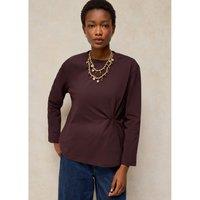 White Stuff Grace Pure Cotton Twist T-Shirt Brown