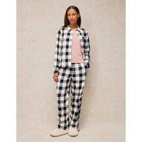 White Stuff Cotton Rich Checked Pyjama Bottoms Ivory Mix