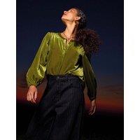 White Stuff Lana Velvet Top Medium Green
