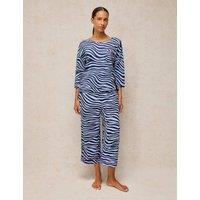 White Stuff Cotton Rich Printed Jersey Pyjama Bottoms Blue