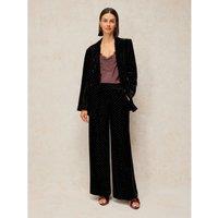 White Stuff Velvet Wide Leg Trousers Black Mix