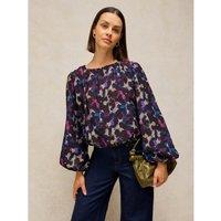 White Stuff Lyra Printed Bubble Hem Top Pink Mix