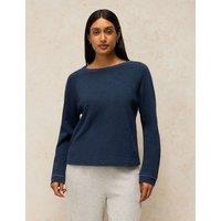 White Stuff Pure Cotton Jersey Pyjama Top Dark Navy