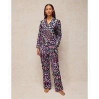 White Stuff Cotton Rich Printed Pyjama Bottoms Black Mix