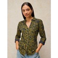 White Stuff Pure Cotton Printed Collared Shirt Green