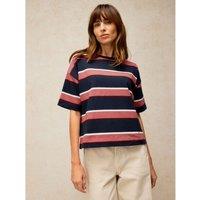 White Stuff Pure Cotton Striped T-Shirt Navy Mix