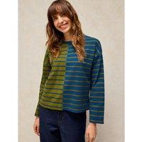 White Stuff Kim Pure Cotton Striped T-Shirt Green Mix