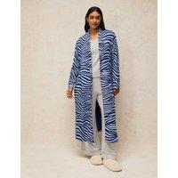 White Stuff Cotton Blend Printed Jersey Robe Blue
