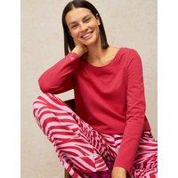 White Stuff Pure Cotton Jersey Pyjama Top Medium Red