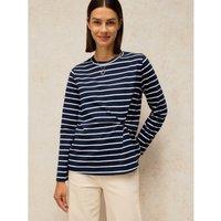 White Stuff Pure Cotton Collared Twist Front Top Navy Mix