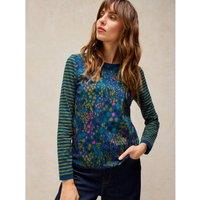 White Stuff Clara Pure Cotton Printed T-Shirt Teal Mix