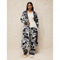 White Stuff Cotton Rich Printed Dressing Gown Ivory Mix