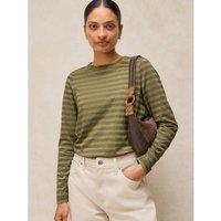 White Stuff Clara Striped Sparkly T-Shirt Green Mix