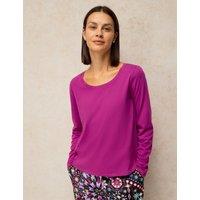 White Stuff Pure Cotton Jersey Pyjama Top Bright Pink