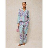 White Stuff Cotton Rich Printed Pyjama Bottoms Blue Mix