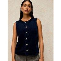 White Stuff Cotton Rich V Neck Waistcoat Dark Navy