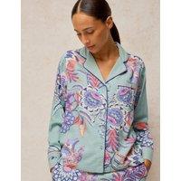 White Stuff Cotton Rich Printed Pyjama Top Blue Mix