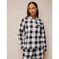 White Stuff Cotton Rich Checked Pyjama Top Ivory Mix
