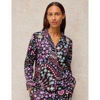 White Stuff Cotton Rich Printed Pyjama Top Black Mix