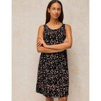 White Stuff Cotton Blend Printed Nightshirt Black Mix