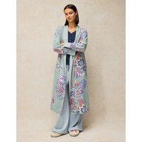 White Stuff Cotton Rich Printed Dressing Gown Blue Mix
