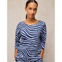 White Stuff Cotton Rich Printed Boxy T-Shirt Blue Mix
